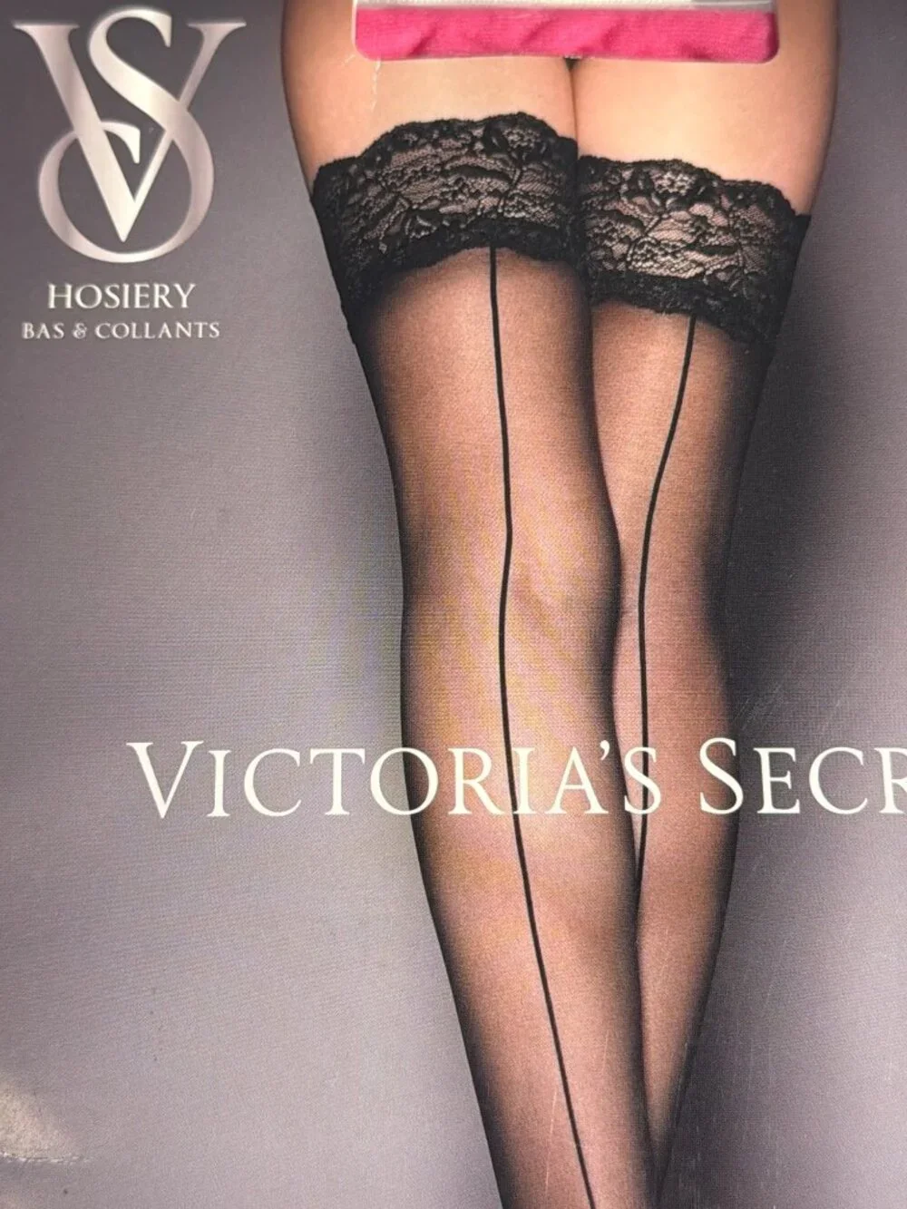Victoria's Secret PINK Lace Top Thigh High Stockings Reinforced Heel SMALL